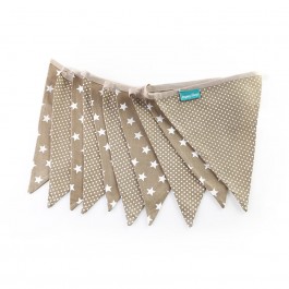 Υφασμάτινα Σημαιάκια Μπεζ με Αστέρια και Πουά