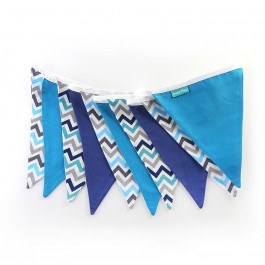 Υφασμάτινα Σημαιάκια Σεβρον Τυρκουάζ, Μπλε, Γκρι