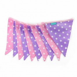 Υφασμάτινα Σημαιάκια Ρόζ και Μώβ με Αστέρια