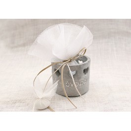 Μπομπονιέρα Γάμου - Βάπτισης Πέτρινα Ρεσώ με Ευχές