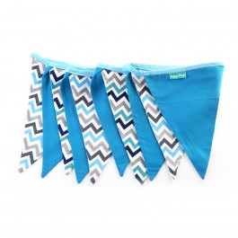 Υφασμάτινα Σημαιάκια Chevron σε Γαλάζιο και Λευκό