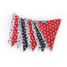 Υφασμάτινα Σημαιάκια με Άγκυρες και Αστερίες Κόκκινο, Λευκό, Blue Black